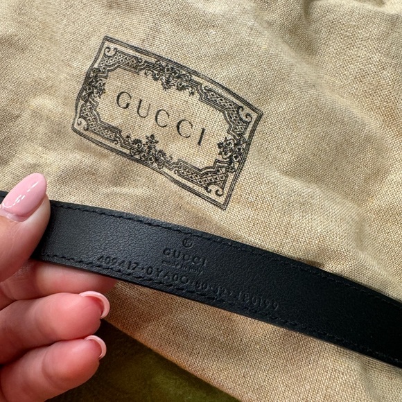 GG Marmont thin leather belt w/ shiny buckle - Picture 4 of 5